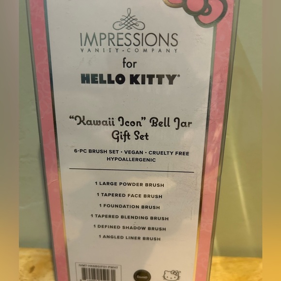 IMPRESSIONS for HELLO KITTY “Kawaii Icon” Bell Jar Makeup Brush Set. Brand New. - Picture 9 of 11